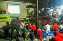 Ratusan warga sangat antusias mengikuti acara nobar semi final AFC U-23 Asian Cup 2024 Indonesia vs Uzbekistan, pada Senin 29 April 2024 malam, di halaman Mapolsek Mojoroto Polres Kediri Kota, Jawa Timur.